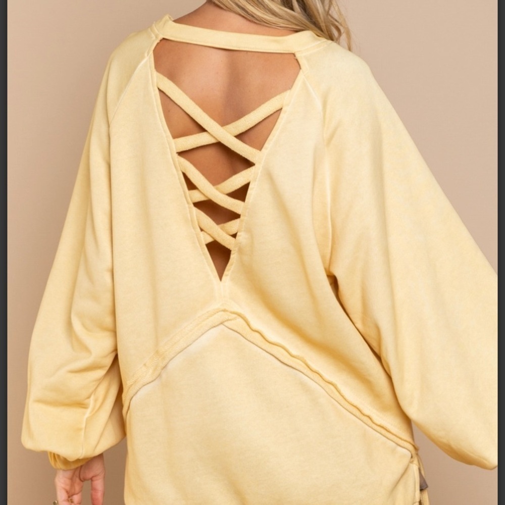𝅺YELLOW POL balloon sleeve sweatshirt - Picture 3 of 6